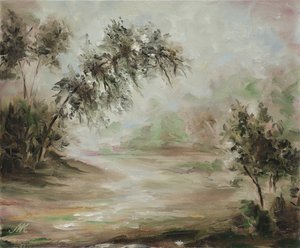Sereno paesaggio nebbioso