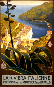 Poster di viaggio della Riviera Italiana, c.1920 da Mario Borgoni