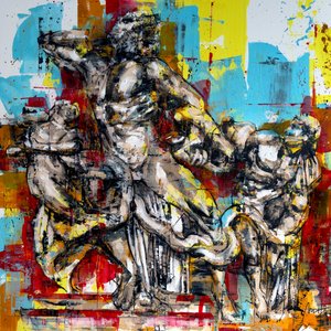 Gruppo Laocoonte, 2024 (acrilico e olio su tela rovesciata)