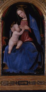 Trittico, pannello centrale: Maria lactans in trono
