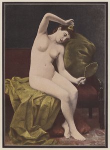Civetteria, donna con uno specchio da Marius Vasselon