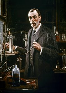 Sir William Ramsay nel suo laboratorio da Mark Richard Milbanke