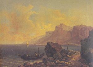 Paesaggio marino con chiatta