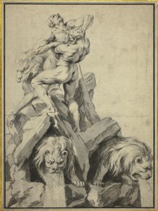 Ercole e Anteo (progetto per una fontana) da Martin Desjardins