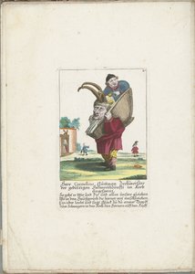 Il nano Cornelius Guttman come portatore di corna, ca. 1710 da Martin Engelbrecht (attributed to)