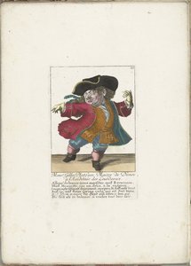Il nano Gilles Platfues come maestro di danza francese, ca. 1710 (Il Callotto resurcitato) da Martin Engelbrecht (attributed to)