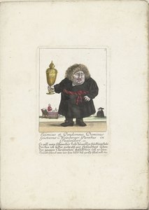Il nano Gustavus Weinberger come un ecclesiastico con una coppa, ca. 1710 (serie: Il Callotto resurcitato) da Martin Engelbrecht (attributed to)