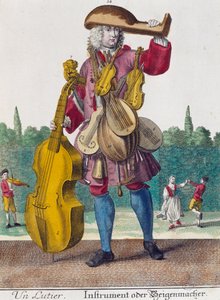 Suonatore di liuto (incisione da Assemblage des nouveau manouvries habilles di Martin Engelbrecht) da Martin Engelbrecht