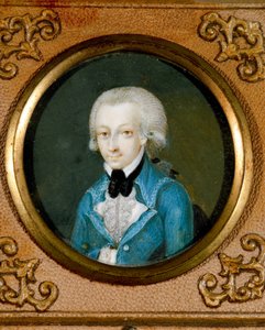 Austria, Ritratto del compositore austriaco Wolfgang Amadeus Mozart (1756 - 1791), 1773 circa (miniatura su avorio)