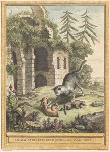 Il gatto, la donnola e il coniglio da Martin Marvie after Jean Baptiste Oudry