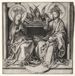 Dio Padre e la Beata Vergine in trono con angeli da Martin Schongauer