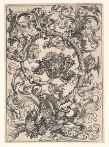 Ornamento con gufo deriso dagli uccelli diurni da Martin Schongauer