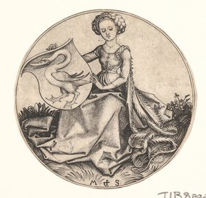 Scudo con Cigno Tenuto da Donna da Martin Schongauer