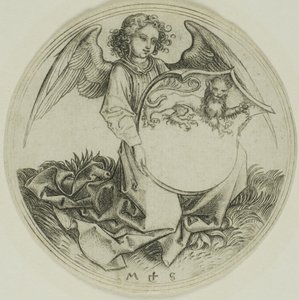 Scudo con un Leone, sorretto da un Angelo da Martin Schongauer