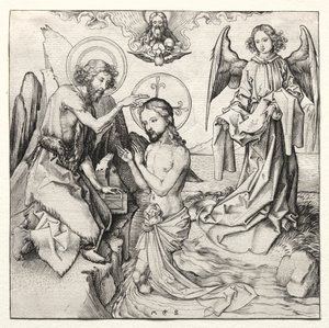 Il battesimo di Cristo nel Giordano, c. 1480-90 da Martin Schongauer