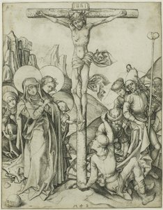 La crocifissione con le sante donne, San Giovanni e i soldati romani da Martin Schongauer