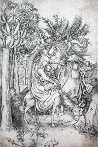 La fuga in Egitto, c.1470-80 da Martin Schongauer