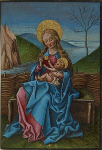 La Vergine e il Bambino su una panchina erbosa, fine 15° secolo da Martin Schongauer