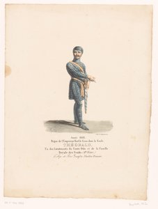 Costume del cavaliere Théobald dalla tragedia Le Siège de Paris da Martin Sylvestre Baptiste