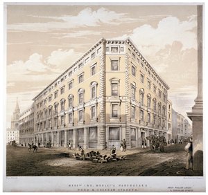 Magazzini dei signori J&R Morley, angolo tra Wood Street e Gresham Street, Londra, c. 1840 da Martin and Hood
