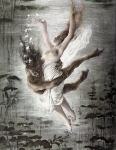 Mostro marino rapisce una giovane donna (dettaglio di 14299), Allegorien, Martin Gerlach, c. 1900