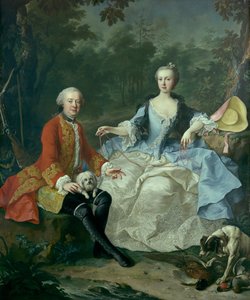 Conte Giacomo Durazzo 1717-1794 in veste di cacciatore con sua moglie, prob. primi anni 1760 da Martin van Meytens