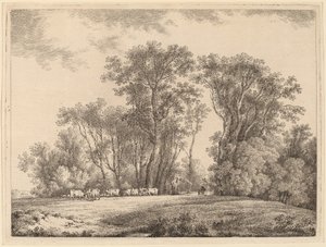 Un prato con bestiame al margine di un bosco da Martin von Molitor