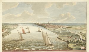 Vista delle fortificazioni di Nimega sul Waal da Martinus Berkenboom