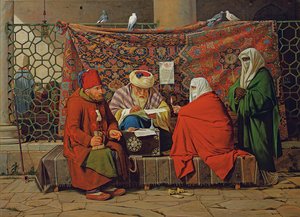 Un notaio turco che redige un contratto di matrimonio davanti alla Moschea Kilic Ali Pasha, Tophane, Costantinopoli da Martinus Rorbye