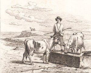 Un pastorello presso un abbeveratoio. Illustrazione per Chr. Winther "Venticinque Immagini per Bambini"