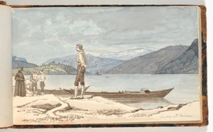 Un punto di attraversamento. Figure vicino alle barche da Martinus Rørbye