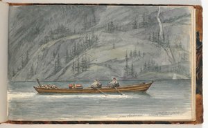 Paesaggio fiordo con barca a remi. Krøderen, Norvegia da Martinus Rørbye