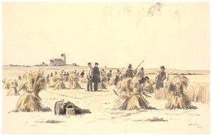 Lavoratori del raccolto nei campi da Martinus Rørbye