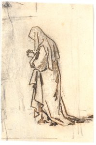 Donna in piedi con tunica e copricapo da Martinus Rørbye