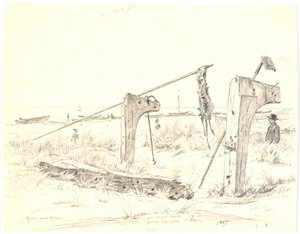Spiaggia con rimessaggio barche, Skagen da Martinus Rørbye