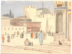La piazza davanti a Bab-i-Hümayan a Costantinopoli da Martinus Rørbye