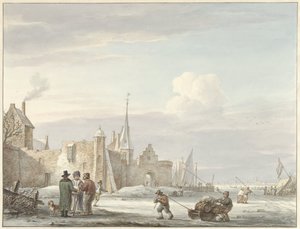 Veduta di una città in inverno da Martinus Schouman