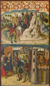 San Cristoforo incontra Satana, San Cristoforo davanti al Re di Licia, 1480-85 da Martín de Soria