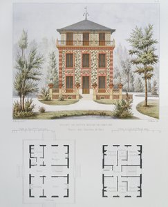Progetto per una piccola casa di campagna vicino a Parigi, inciso da Walter, tavola 18 da Architecture Pittoresque et Moderne