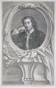 Ritratto di Thomas Otway (1652-85) inciso da Jacobus Houbraken (1698-1780) da Mary (after) Beal