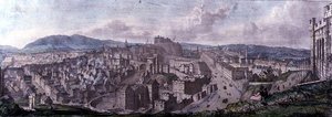 Vista dalla cima della Calton Hill dal Monumento di Nelson guardando a ovest, inciso da William Westall (1781-1850) e stampato da Charles Joseph Hullmandel (1789-1850) 1828 da Mary (after) Stuart