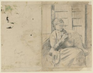Lavorare a maglia in biblioteca (recto), Lavorare a maglia in biblioteca (verso) da Mary Cassatt