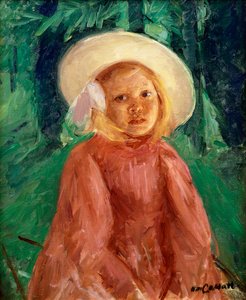 Bambina in un Vestito di Ribes Rosso da Mary Cassatt