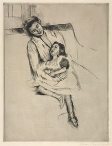 Reine e Margot sedute su un divano da Mary Cassatt
