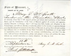 Giuramento di fedeltà di Mary E. McGrath del Missouri, Contea di St. Louis da Mary E. McGrath