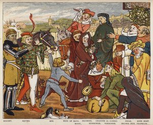Geoffrey Chaucer, I racconti di Canterbury, i pellegrini che lasciano la locanda Tabard da Mary Eliza Haweis