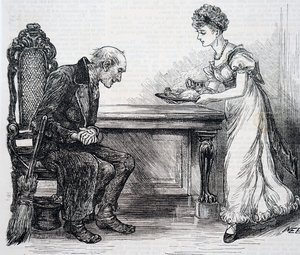 Una donna che dà una cena calda allo spazzino da Mary Ellen Edwards
