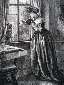 Una giovane donna che legge vicino a una finestra aperta da Mary Ellen Edwards