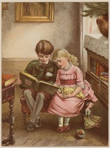 Ragazzo e ragazza che leggono un libro da Mary Ellen Edwards
