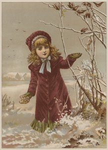 Ragazza che porta pane per nutrire gli uccelli nella neve da Mary Ellen Edwards